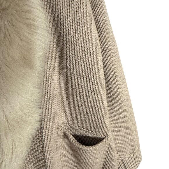 Fabiana Filippi Wool Silk Cashmere Open Cardigan With Shearling Trim XL - Picture 3 of 10
